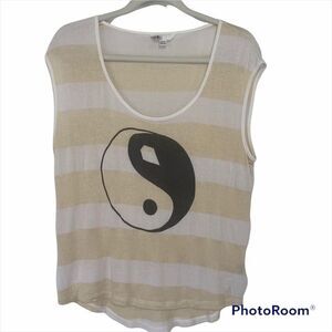 Volcom Yin Yang Striped Sleeveless Knit Top size Small Lightweight Beach